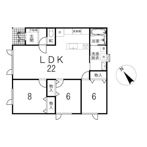 北見市小泉６７５番６１　新築平屋建　の間取り