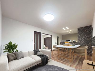 【居間・リビング】 | 【LDK　CG家具設置イメージ】
※画像に含まれる家具家電はCGで設置したイメージです。実際の物件には付帯されません。