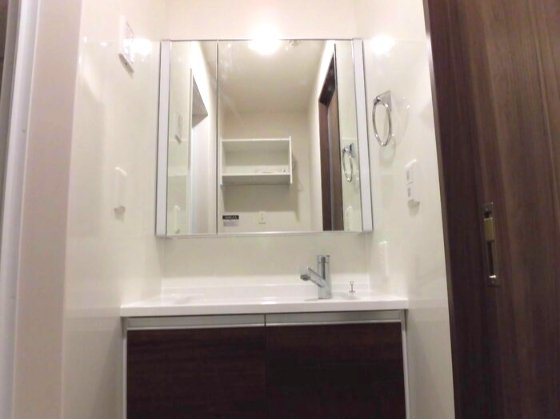 ロータスヒルＢの独立洗面台|独立洗面台、小物を置くことができて便利です