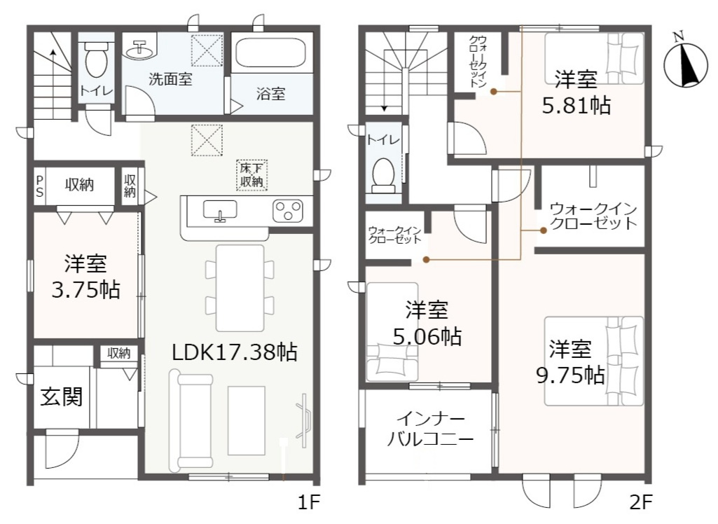リーブルガーデン豊田市広川台小学校前　全2棟　新築戸建の間取り