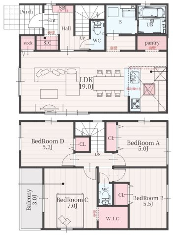 【仲介手数料無料／中川区】Terrechez名古屋市中川区中須町2期　全2棟　新築戸建の間取り