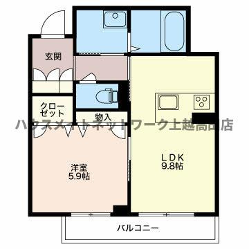 グランベレオの間取り|間取図（グランベレオ A302）1LDK