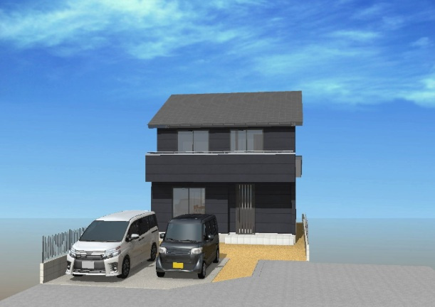 薊野東町　4号地　新築戸建　（全3区画）の外観パース|建物面積　104.96㎡（約31.75坪）