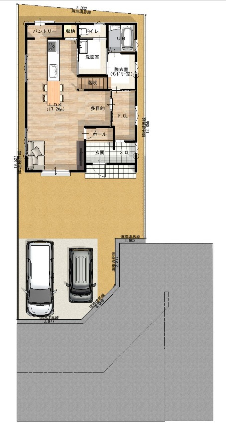 薊野東町　4号地　新築戸建　（全3区画）の間取り|1Ｆ