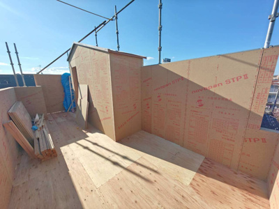 【外観パース】 | 杉並区上井草5棟 | 南側が道路の為、日当たり良好な現場。東側も駐車場で開けております。現地をご確認下さい。