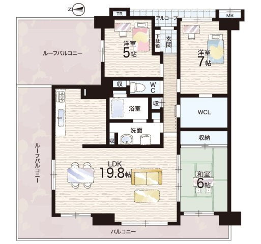 ザ・ヴァンデュールシティの間取り|3LDK+ウォークインクローゼット　LDK19帖以上の広々空間！