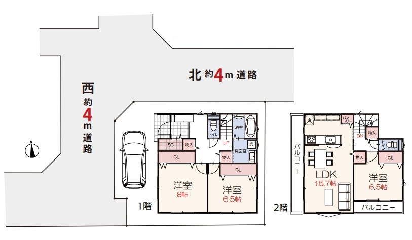 仲介手数料無料　所沢市榎町3期・新築全1棟の間取り