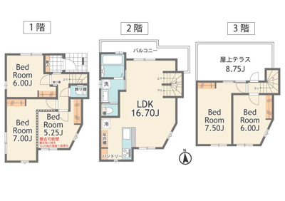  | 新築戸建/小岩第2期1区画 | 5LDK＋屋上テラス付きプランとなっております。
