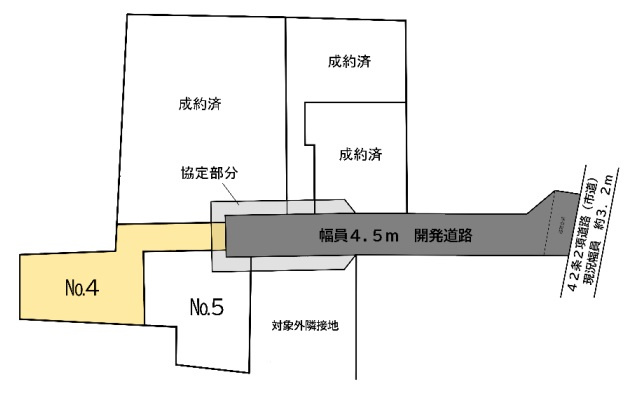 あきる野市五日市　新築戸建　4号棟（全5区画開発分譲地）の区画図