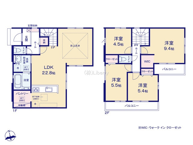 土浦市おおつ野３期　新築戸建　1号棟の間取り