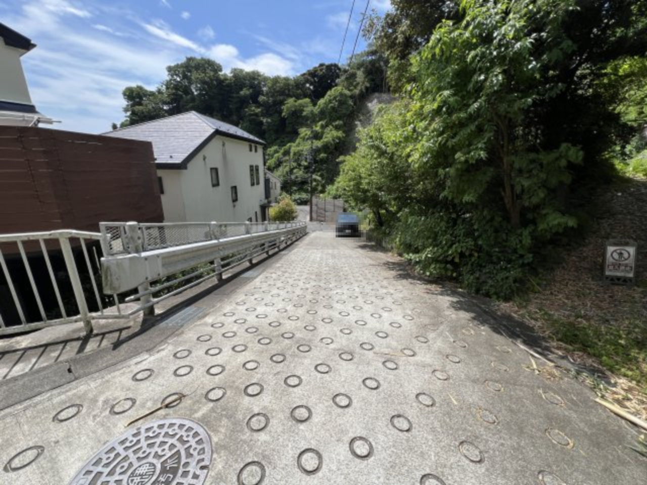 海まで徒歩12分！アウトドアに最適な自然の中の売地の前面道路含む現地写真