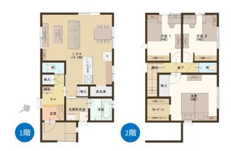 【間取り】 | 新築　燕市吉田春日町　1号 | 3LDKの間取り、駐車スペース2台可能