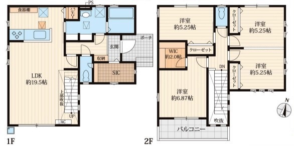 川越市安比奈新田　新築分譲　「笠幡駅」徒歩21分　敷地34坪　【霞ヶ関小学区】の間取り