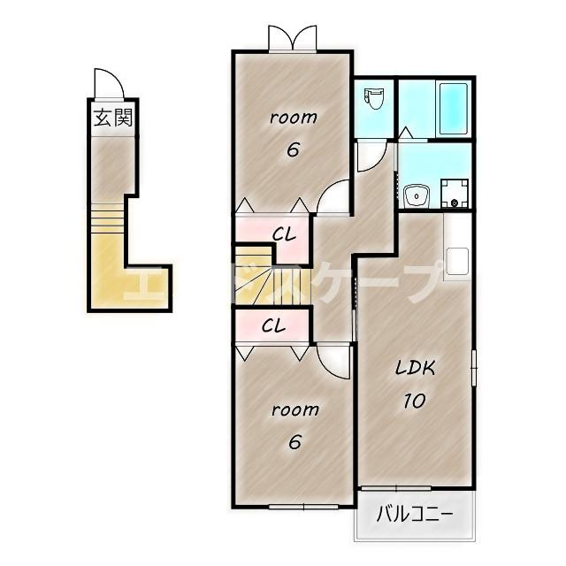 クレアトゥール　Ｂの間取り|高崎、前橋のお部屋探しはエンドスケープまで！お客様の理想お聞かせ下さい♪