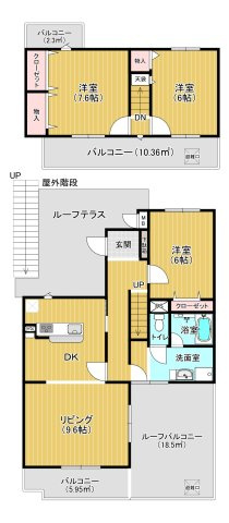 八戸市長根１丁目のアパートの間取り
