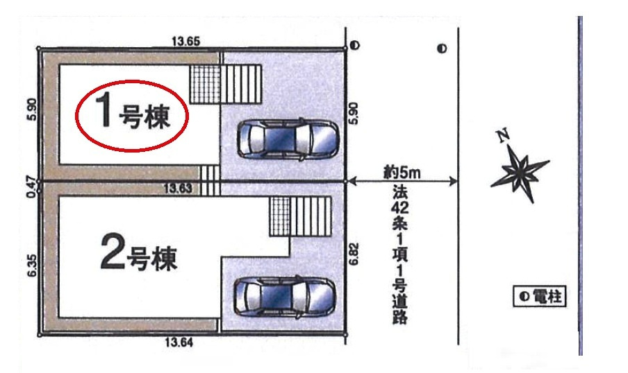 入間市高倉5丁目・全2棟　新築一戸建　1号棟　の区画図|カースペース1台分有り