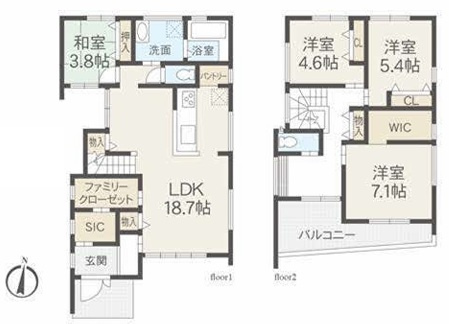 小田原市久野　新築戸建　の間取り