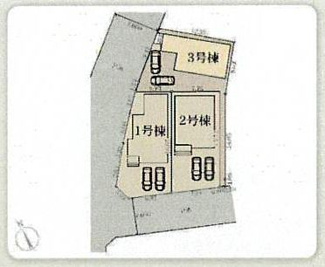 【区画図】 | 藤沢市葛原  1号棟 | ※3棟現場最終1棟　1号棟　角地　北西側約7.6ｍ・南西側約6m各公道　駐車並列2台（車種によります）