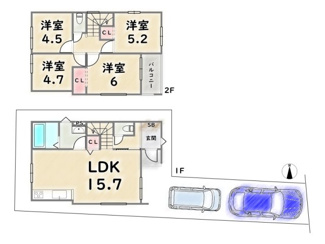 【間取り】 | 右京区花園艮北町 | 3号地：価格4398万円（外構費込）、土地94.77平米、建延85.29平米、第R07確認建築IPEC00089号