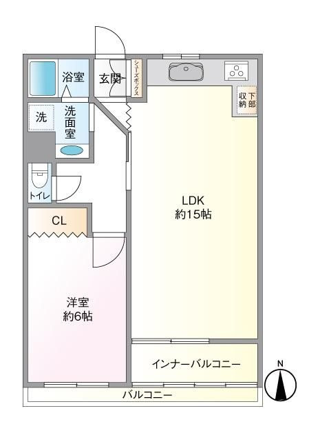 京橋第一コーポの間取り|中古マンション　 1LDK　専有面積：57平米　バルコニー面積：4.32平米　南向き