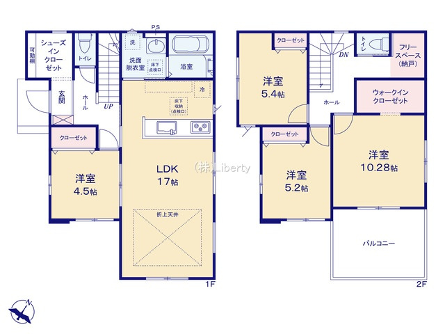 石岡市茨城1期　新築戸建　2号棟の間取り