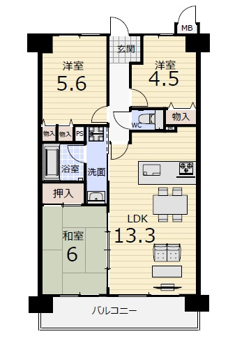 レックスマンション浅香山の間取り