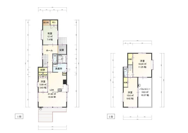 倉敷市浜ノ茶屋売家の間取り