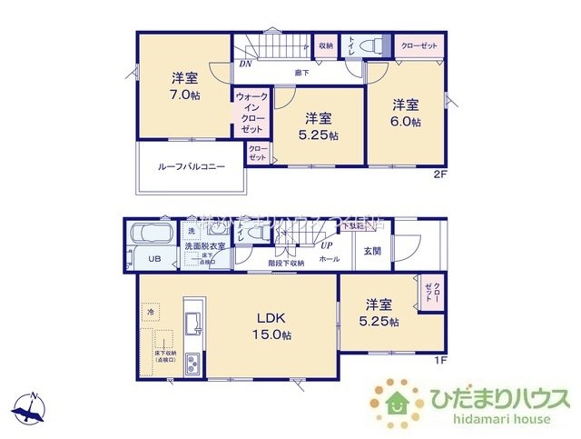 【間取り】 | 我孫子市並木9丁目24-1期　新築戸建 | 全居室南向きにて日当たり良好です☆