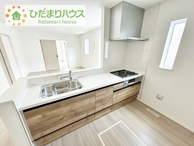 【キッチン】 | 我孫子市並木9丁目24-1期　新築戸建 | 3口コンロでお料理する時間も短くなりそうですね(*‘∀‘)