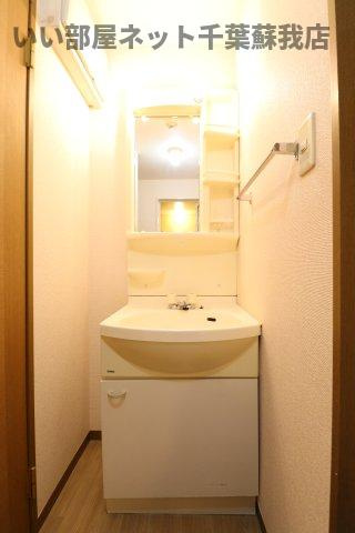 ロイヤルハウスＢの洗面所|朝の準備に活躍する、洗髪洗面化粧台！