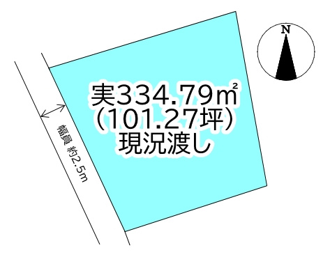 大生院 栗林　売土地の土地図|101坪という余裕のある面積が、将来の増築や外部収納の設置など、家族の変化に合わせた柔軟な活用を支えます。土地の形状を活かして、プライベートな中庭を設けるなど、外部からの視線を遮る設計も可能です。