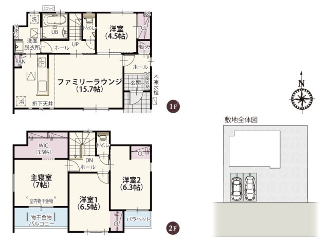 【間取り】 | 家事動線が便利な家事ラクプラン！2階へのアクセスもスムーズなので家事の時短にもなりそう♪約3.5帖のWICが付いた、収納にゆとりのある家。