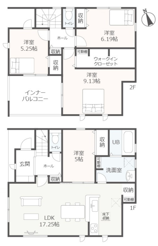リーブルガーデン知立市弘法町　全3棟　新築戸建の間取り