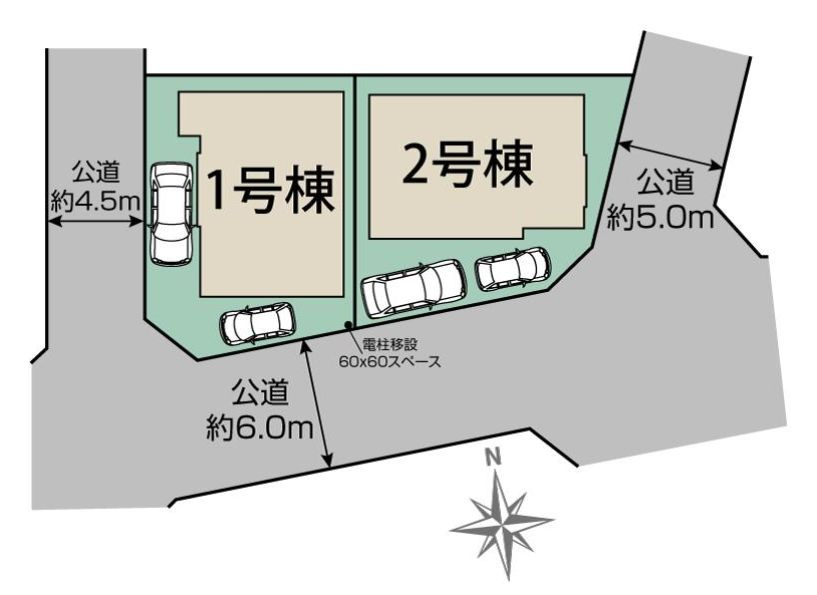 緑区二本松2丁目新築戸建て　1号棟の区画図|区画図「緑区二本松2丁目新築戸建て」
