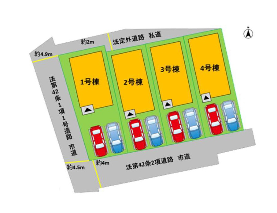 熊本市中央区琴平1丁目第1-4棟（3号棟）　の区画図|配置図（3号棟）