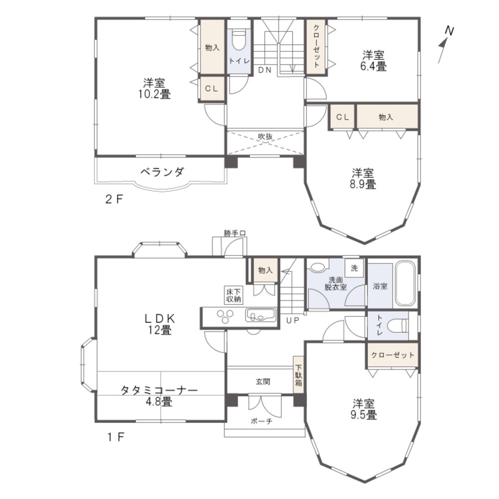 久米戸建ての間取り|開口部が多く、明るい設計です！