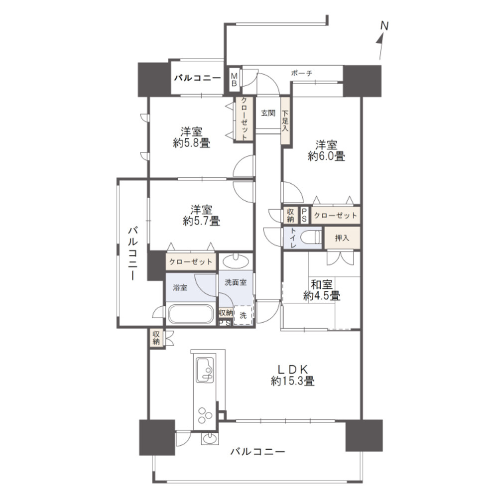 アウルステージ西市の間取り|LDKは15帖以上あり、広々とご使用いただけます。また、各居室に収納スペースが確保されており、お洋服が多い方も安心です♪