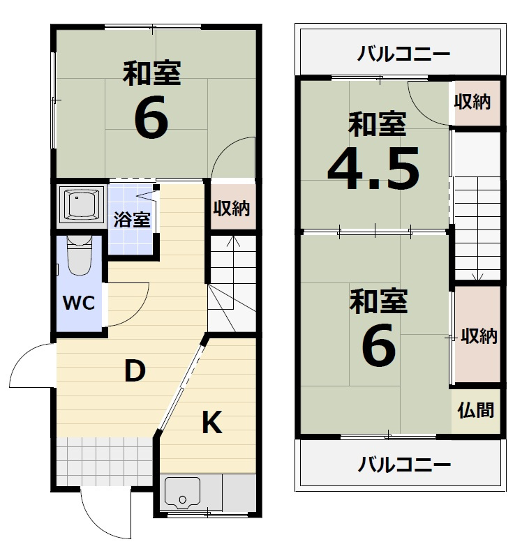 日置荘西町６丁　戸建の間取り