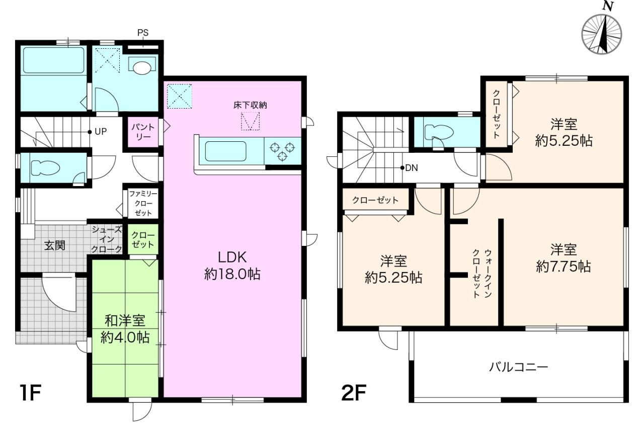 香美市土佐山田町宝町4丁目-2期5棟5-新築戸建ての間取り|5号棟
