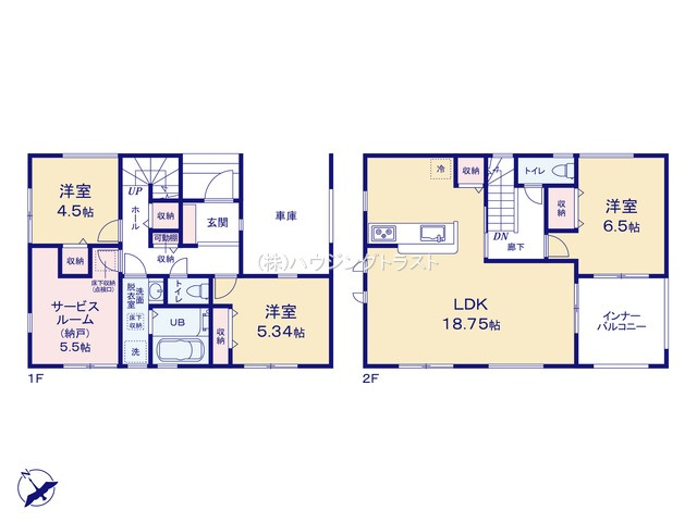 仲介手数料無料　リーブルガーデン所沢上新井・新築全5棟の間取り