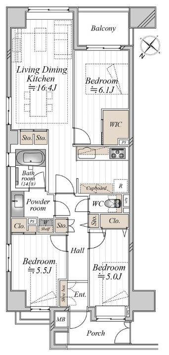 ファミール日本橋ブルークレールの間取り
