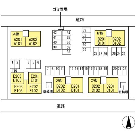 リビングタウン観音寺Ｅ棟の区画図