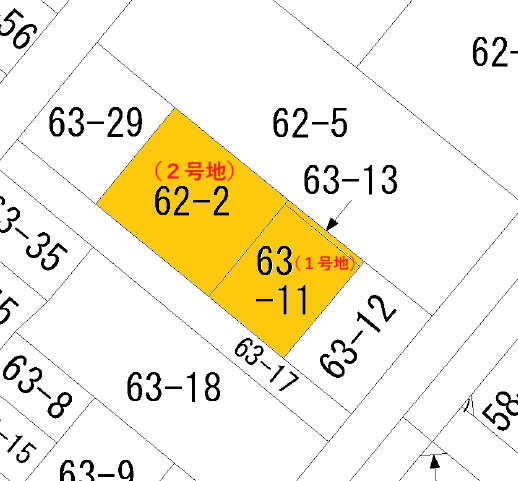 八軒３条西２丁目：１号地の区画図