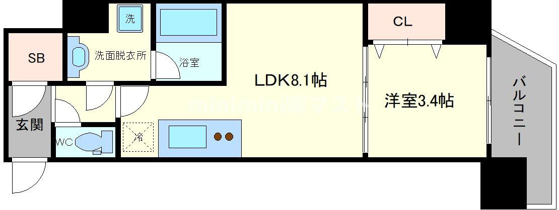 シーズンフラッツ阿波座の間取り