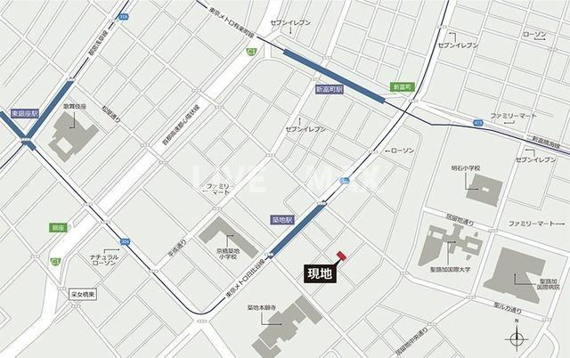 【地図】ライオンズフォーシア築地ステーション