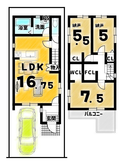 嵯峨野南浦町5期５号地の間取り