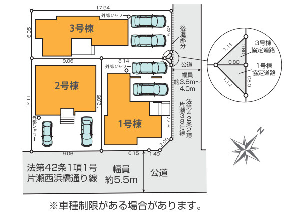 藤沢市片瀬海岸5期　新築戸建　全3棟2号棟の区画図