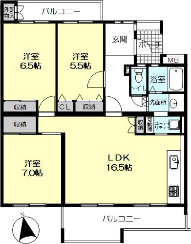 研究学園5団地・523号棟の間取り