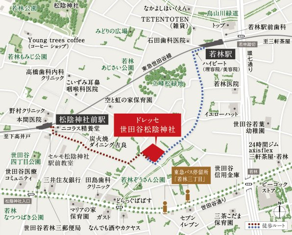 ドレッセ世田谷松陰神社の地図
