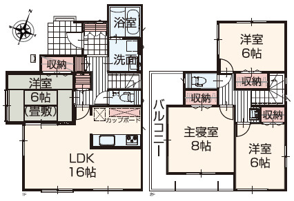 秦野市東田原　新築戸建　全10区画1号棟の間取り